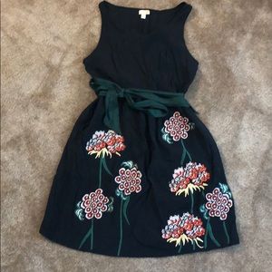 Black dress with embroidered flowers